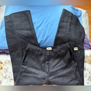 Talbots Black Linen Wide Leg Pants